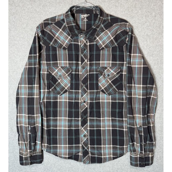 Arizona Jean Company Other - Arizona Jeans Shirt Mens 2XL Black Gray Plaid Western‎ Pearl Snap Long Sleeve